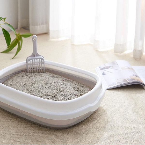 High-Quality Anti-Splash Pet Toilet With Scoop - Stylish And Convenient Cat Litter Box - Grey / S