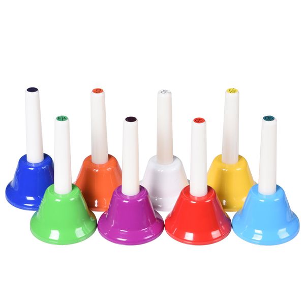 8 Note Hand Bells for Kids Adults, Colorful Merry Handbells Set Musical Instruments