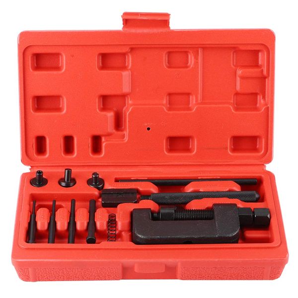 VOBOR 13pcs Motorcycle Chain Breaker Set - Hardening Steel Chain Breaker Cutting Splitter Cam Link Riveter Riveting Tool for 420 to 630 Chains