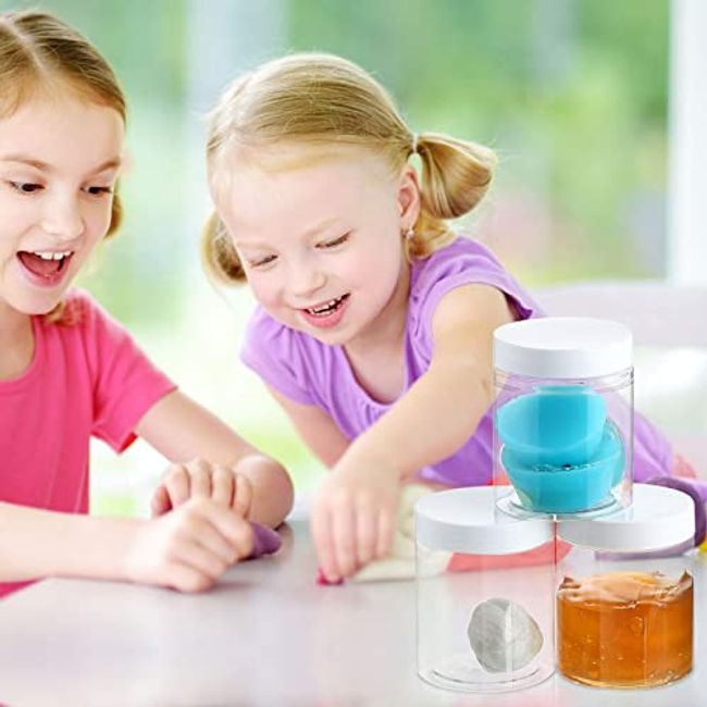 2 Oz SLIME CONTAINERS Clear Plastic Jars With Lids Small Goods