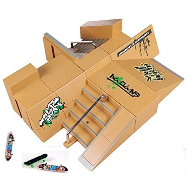 Kidsdream 8pcs Skate Park Kit Ramp Parts for Fingerboard Mini Finger Skateboard Fingerboards Ultimate Parks with 3PCS Finger Boards