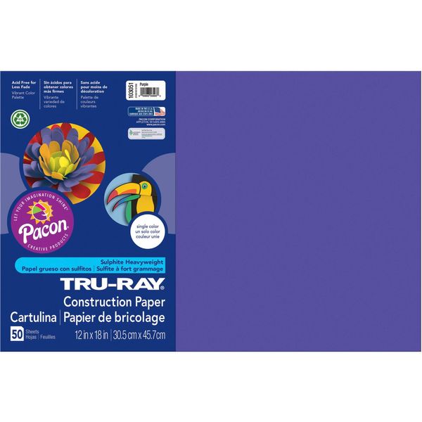 Tru Ray 12 X 18 Purple 50 Sht Arts & Crafts Construction Paper Paper Pac103051 Pacon Corporation