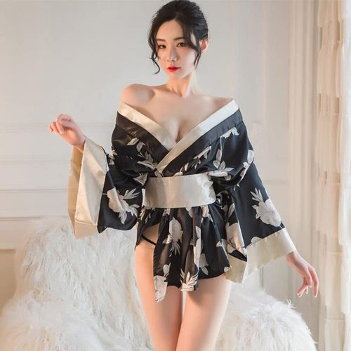 LIKENNY Yukata 3-Piece Set, Cosplay, Sexy, Oiran, Kimono, Japanese Clothing, Yamato Nadeshiko Pajamas, Women's, Floral Pattern, Japanese Style, Japanese Clothing, Lingerie, Popular, Cosplay