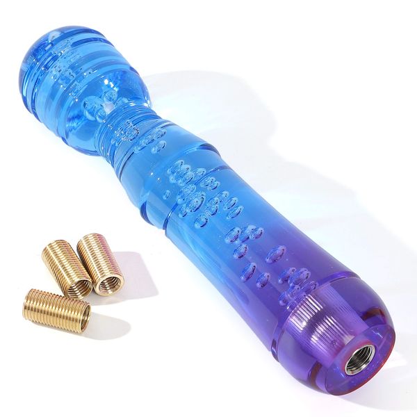 Life Palette Crystal Electric Massager Gearshift Knob, Extended Bubbles, 7.9 inches (200 mm), Long, 3 Adapter Types, Blue Purple