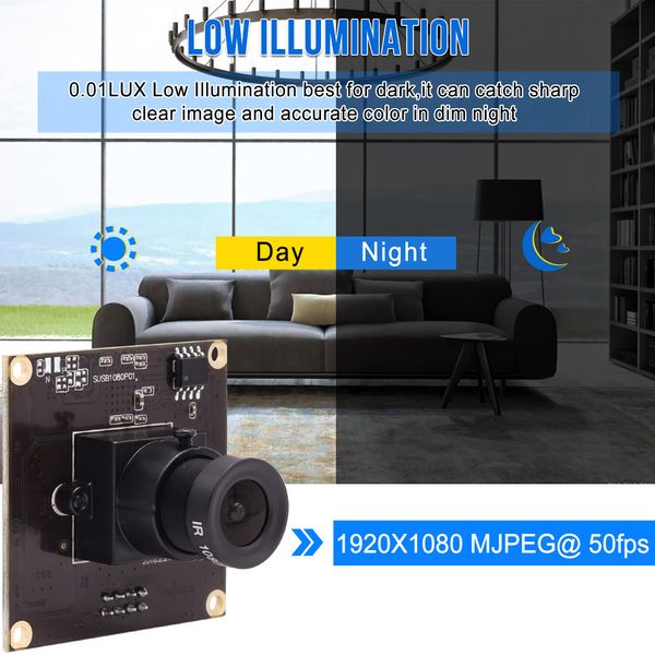 ELP 1080P UVC USB3.0 Camera Module 50fps for Windows, Linux, Mac, Raspberry Pi - 2MP, IMX291 Sensor, 3.6mm Lens, Plug & Play