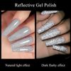 MIZHSE Reflective Gel Polish UV/LED Sparkling Glitter Nail Polish Shiny Diamond Gel Nail Polish 10ml Single Bottle Nail Polish Gel (Silver)