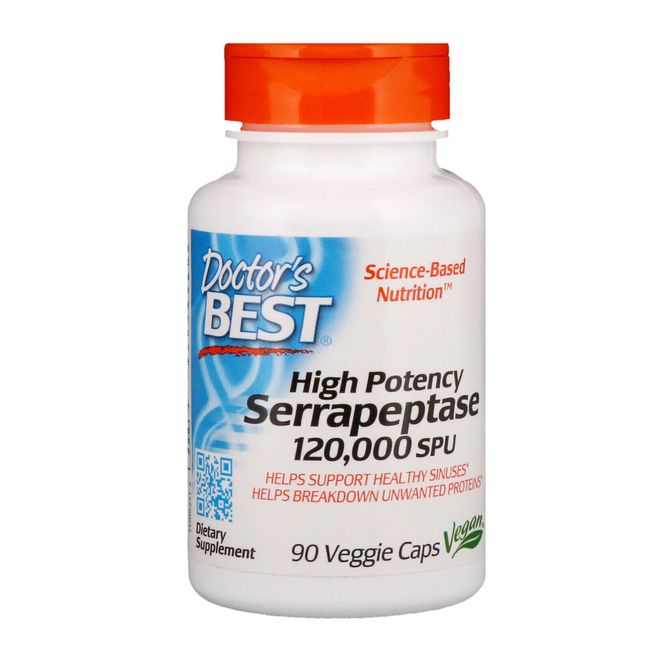 Doctor's Best, (3 Pack) High Potency Serrapeptase, 120,000 SPU, 90 Veggie Caps