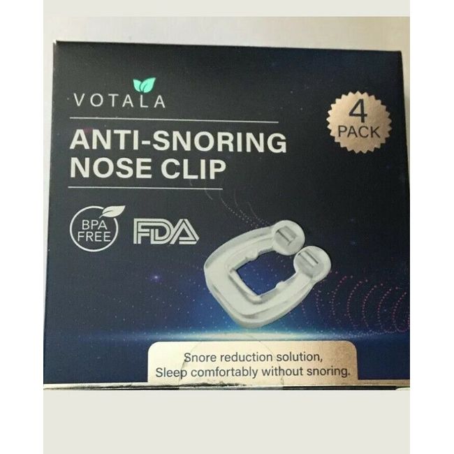 4-Pack Anti-Snoring Nose Clips By Votala, BPA-Free, Comes With Storage Case