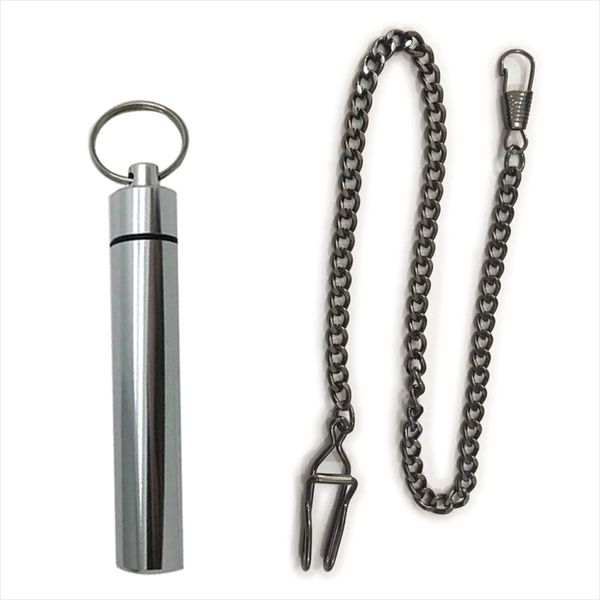 (ESNET) Aluminum TIG Welding Tungsten Storage Case Drop Prevention 35cm Chain Included Silver Solid Color No Instruction Manual SN-232-TC Pouch, Chest Back (Height 3.8 inches (97 mm), Diameter 0.7