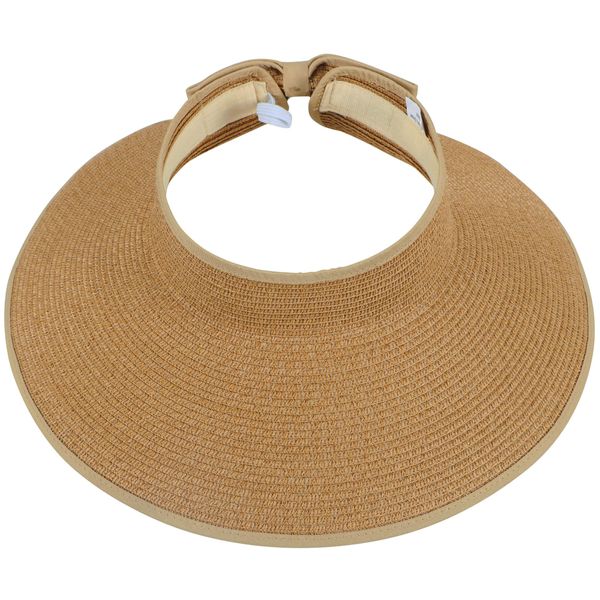 Simplicity Womens Hats Women's UPF 50+ Wide Brim Roll-up Straw Sun Hat Sun Visor Natural