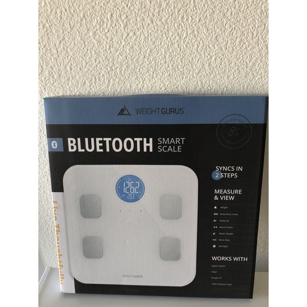 New Weight Gurus  Bluetooth Body Composition Smart Scale, White, iOS & Android