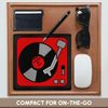 3drose Retro Red and Black Record Player - Mouse Pad