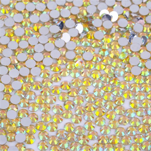 1000 Pieces SS20 5mm Flatback AB Rhinestones Clear Glass Round Gems Crystals for Nail Art DIY Crafts Clothes Shoes Bags （Crystal Yellow）