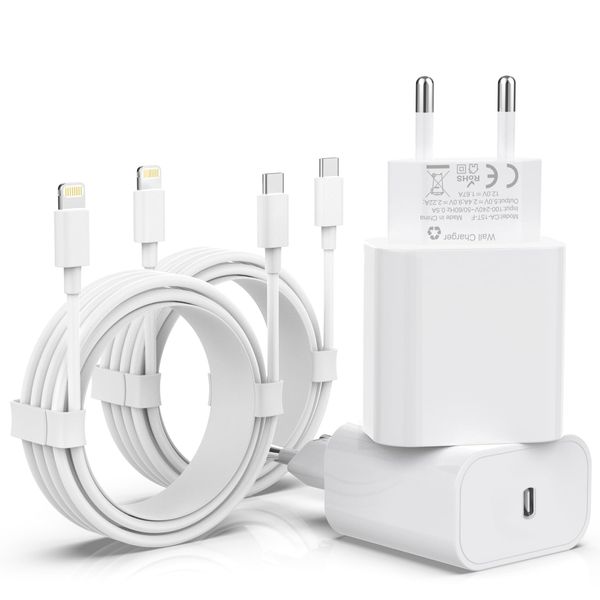 [MFi Certified] 25W USB C Ladegerät,4er Pack iPhone Ladegerät und iPhone Ladekabel, USB C Netzteil PD 3.0 Schnellladekabel iPhone auf Lightning Kabel 2M für iPhone 14 Pro Max 13 12 11 XS Max iPad