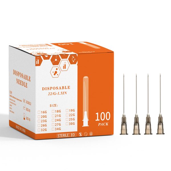 Disposable Luer Lock Needle 100Pack (22G-1.5IN)