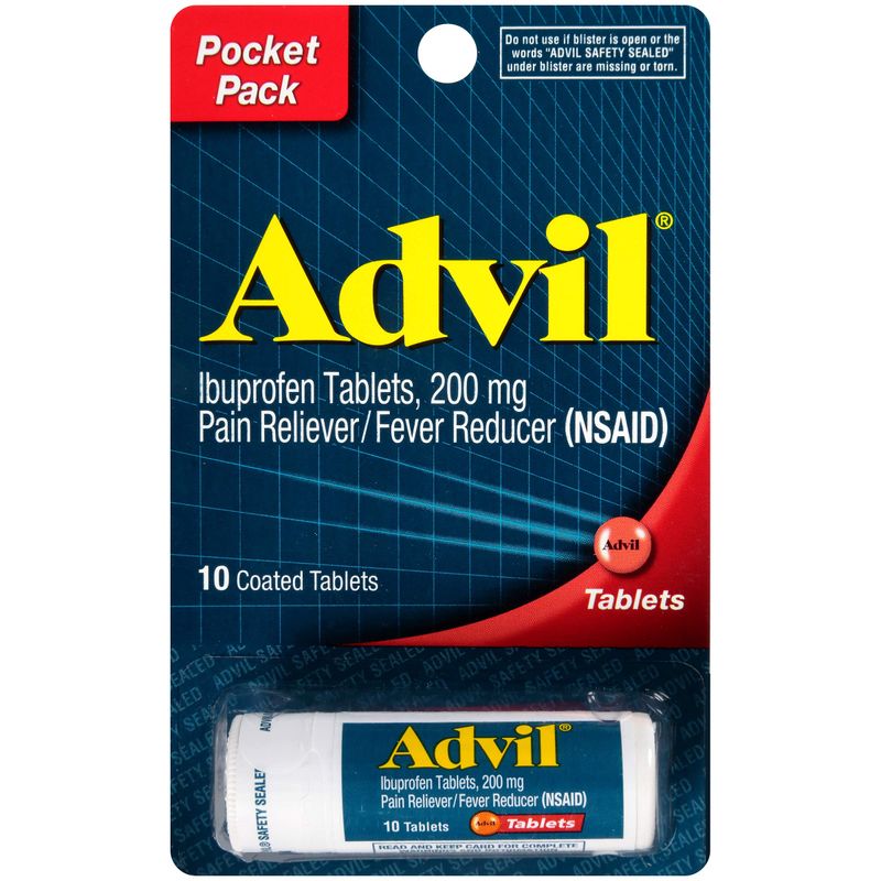 Advil Coated Tablets Pain Reliever and Fever Reducer, Ibuprofen 200mg ...