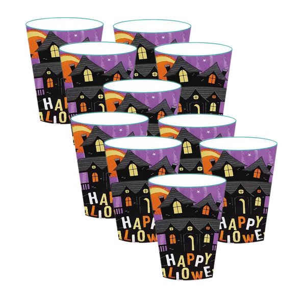 Halloween Party Cups Decorations,Purple Moon Paper Cups Design for Halloween Party,Halloween Pumpkin Paper Cups for Coffee Juice and Hot Cold Drinks Party Supplies for Indoor Outdoor Halloween Cups