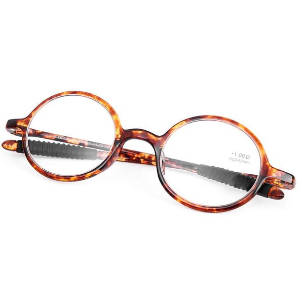 DOOViC Round Reading Glasses Flexible Lightweight Readers Glasses Fashion Design Tortoise for Men & Women +3.50 Strength