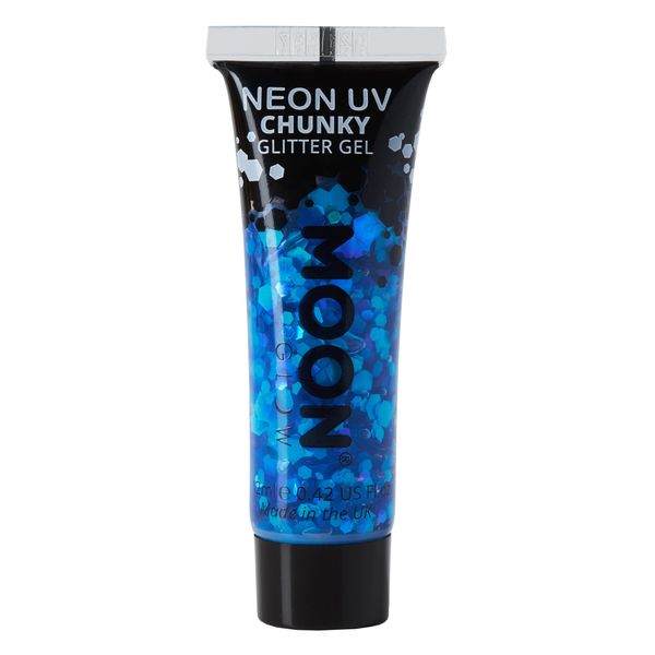 Neon UV Face & Body Chunky Glitter Gel - 12ml - Blue