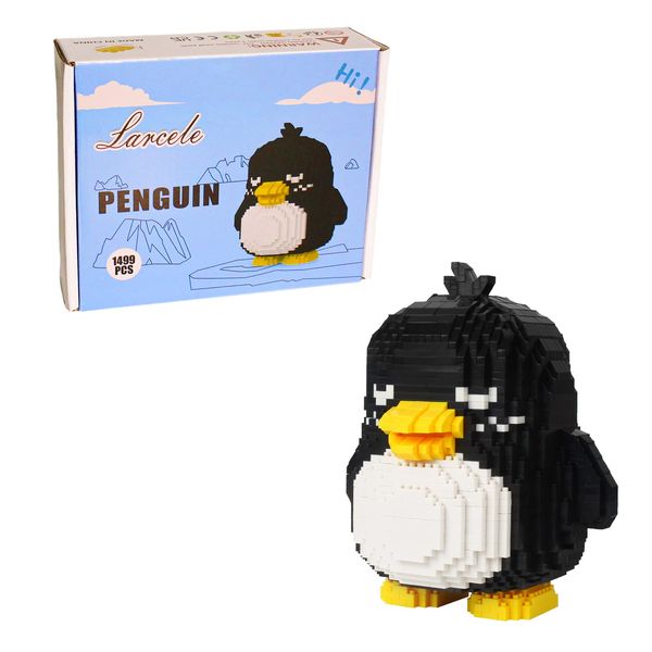 Larcele Animal Series Micro Building Blocks Animal Set, DIY Mini 3D Building Toy Bricks,1499 Pieces KLJM-07 (Penguin)