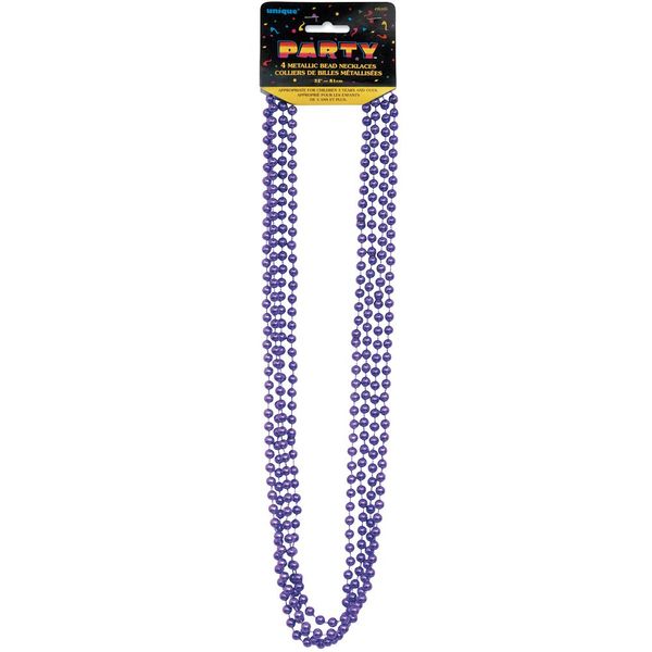 Metallic Purple Mardi Gras Beads, 4ct