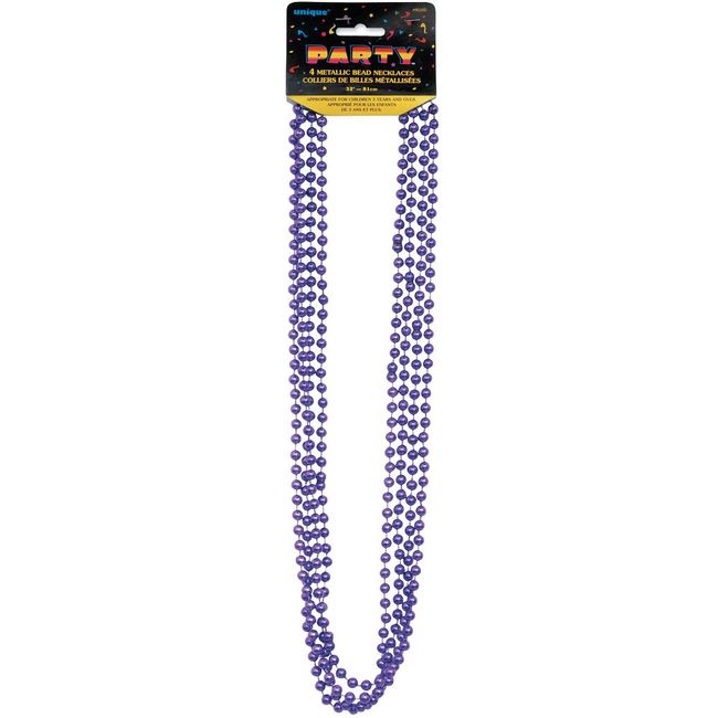 Metallic Purple Mardi Gras Beads, 4ct