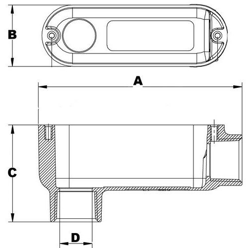 Morris 14051 Rigid Conduit Body, Aluminum, Type LB, Threaded with Cover and Gasket, 3/4" Thread Size