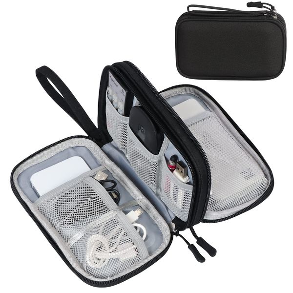 FYY Kabeltasche, Kabelorganizer Kabel Etui Elektronik Zubehör Organizer Tasche Universaltasche für Accessories Handy Ladekabel,Powerbank,USB Sticks,SD Karten,3layer,Schwarz