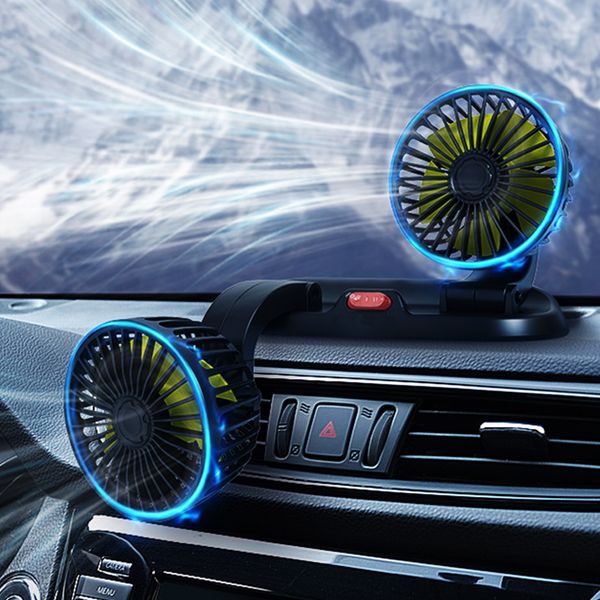 Car Fan Dual Circulator 3-step Adjustment Air Cool 360 Degree Rotation USB, Dual Fan