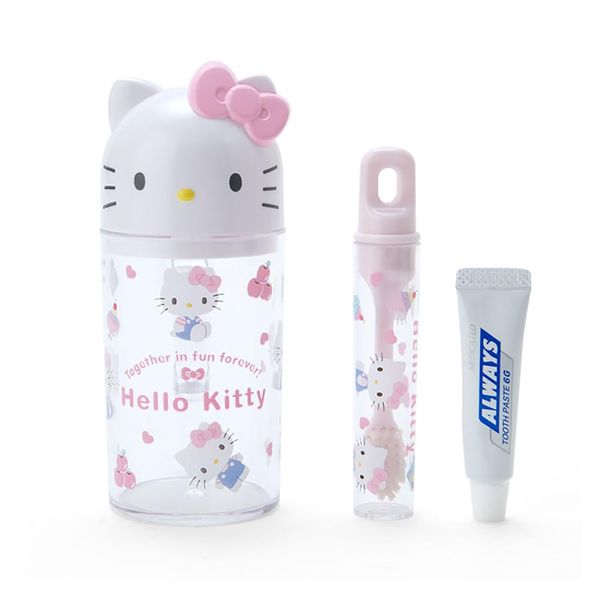 Sanrio 983829 Hello Kitty Toothbrush & Cup Set, Toothbrush Set, Kitty-chan, Hello Kitty, 4.7 x 2.8 x 2.8 inches (12 x 7 x 5 cm), Character