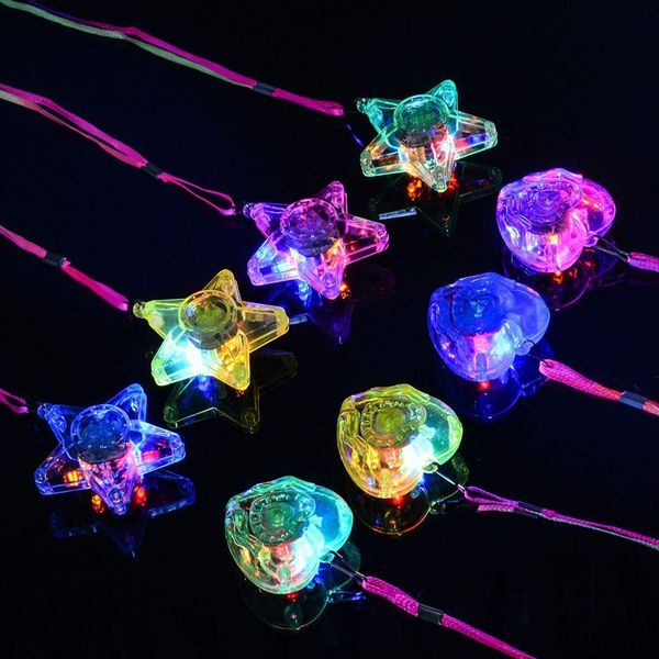 LIOOBO Luminous Pendant, Luminous Toy, Pendant, Necklace, Children, Hikaru, LED Necklace, Colorful Festival, Fireworks Display, Children's Association, Festival Toy, 8 pcs (4 pcs Pentacle Star and