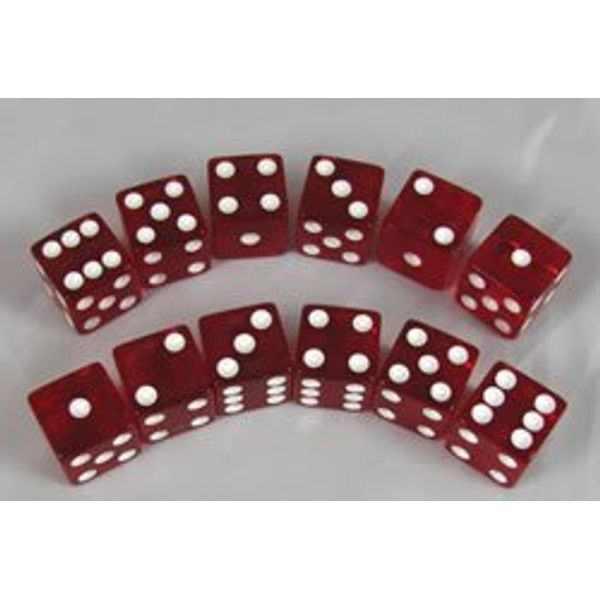 Koplow Games Red Transparent Standard Dice D6 16mm 12 Dice