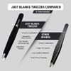 Justblanks - Professional Stainless Steel Tweezers, Best Precision Tweezers for Eyebrows - Ingrown Hair, Splinter, Blackhead Tweezer for Women - (Pack of 1) (2 Years Free Replacement Warranty)