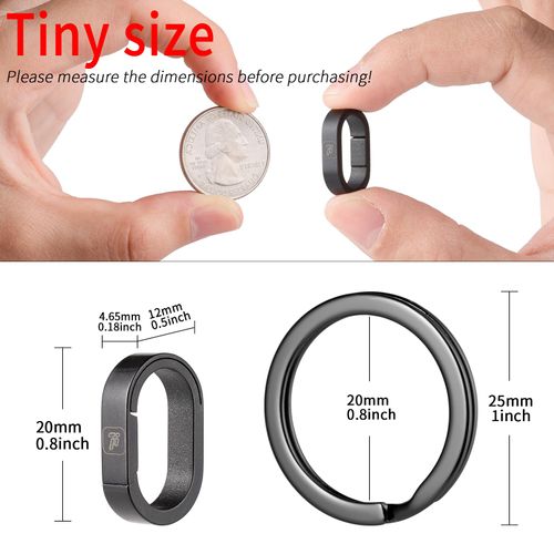 FEGVE Titanium Key Chain Rings with 2 Stainless Steel Key Rings, Mini Carabiner Key Holder Small Quick Release Connecting Keychain Accessories for Home Keys Bag Pendant