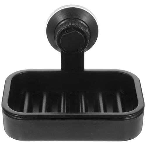 Cabilock Wall Suction Cup Soap Dish Holder Plastic Draining Soap Tray Vacuum Soap Dispensers Rack for Home Hotel Bathroom (Black)