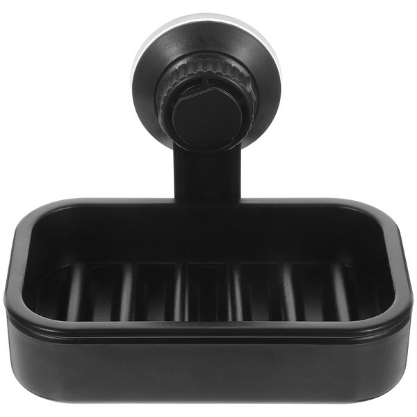 Cabilock Wall Suction Cup Soap Dish Holder Plastic Draining Soap Tray Vacuum Soap Dispensers Rack for Home Hotel Bathroom (Black)