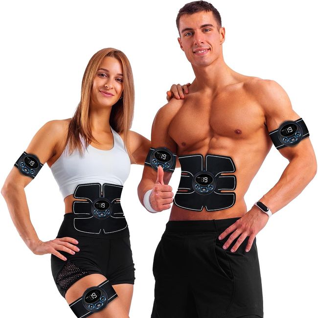 Abs Stimulator - Ab Machine - Abs Workout Equipment - Perfect Work from Home Fitness- EMS Smart Fitness Ab Workout - Abs Stimulator Abdominal - Men and Women Ab Belt Trainer- 20 Gel Pads