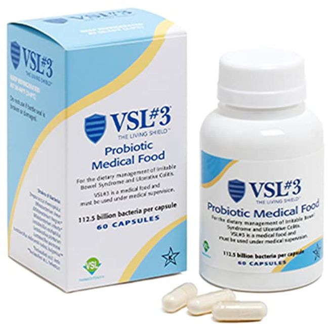 VSL#3 - Probiotic Medical Food for Dietary Management of Irritable Bowel Syndrome (IBS) - High Dose and Potency Refrigerated Probiotic with 112.5 Billion CFU, 1-Pack 60 Capsules Each