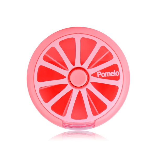 Creative Portable Mini 7 Day Weekly Circular Shape Rotary Cute Fruit Style Pill Storage Case Box（Pink）