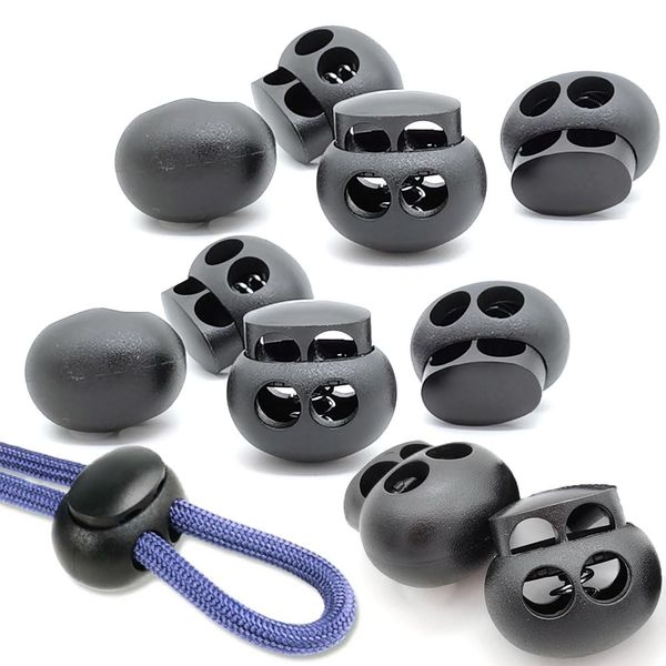 GLOWZEN 10 Pcs Cord Stoppers Spring String Fasteners 2 Holes Elastic Cord Lock