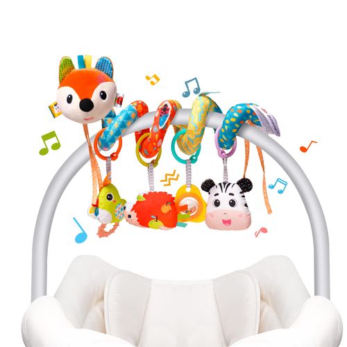Koty Carseat Toys Hanging, Blue Mermaid Stroller Toys for Babies 0-6 Months, Baby Car Seat Toy with Crinkle, Teether, Music Box, Rattle, BB Squeaker for Babies Boys Girls Gifts (Blue Mermaid)