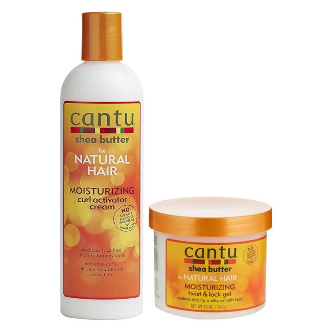 Cantu Shea Butter for Natural Hair Moisturizing Curl Activator Cream (12 Fl Oz) and Moisturizing Twist & Lock Gel (13 Oz)