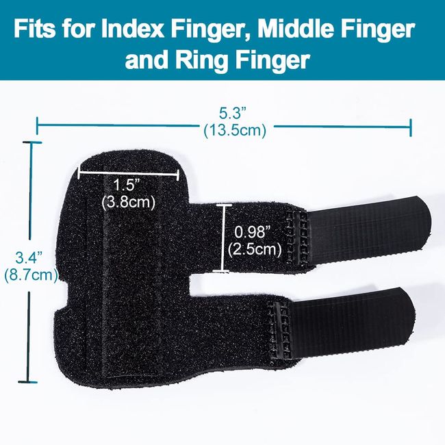 Welnove Finger Splint,2 pcs Finger Brace for Mallet Finger, Trigger Finger, Broken Finger, Finger Stabilizer for Straightening and Provide Support to Index Finger, Middle Finger, Ring Finger -- Black