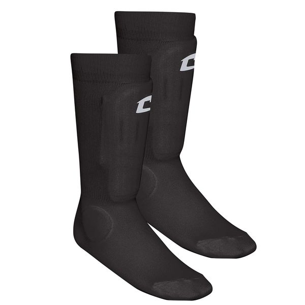 CHAMPRO Sock Style Shin Guard, BLACK BODY, S/M