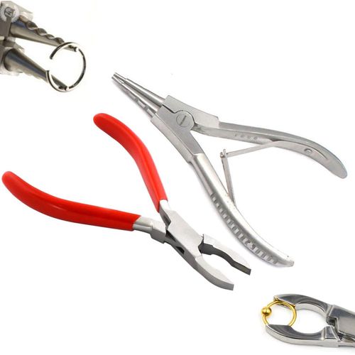 PRECISE CANADA: BODY PIERCING TOOLS RING OPENING PLIERS 6 1/2" & CLOSING PLIERS FORCEPS 5 1/2" STAINLESS STEEL PROFESSIONAL SEPTUM EAR NIPPLE BELLY NOSE TONGUE LIP NAVEL EYEBROW