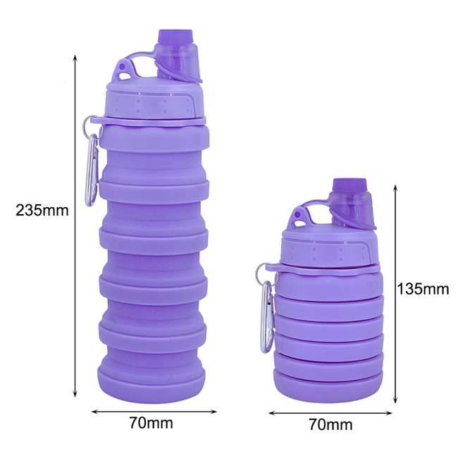 Folding Water Bottle 500ml Sports Travel Hiking Collapsible Lightweight  Drinking