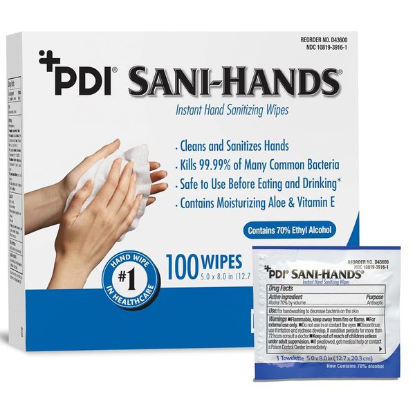 Sani-Hands Hand Sanitizer Wipes 100 Packets per Box