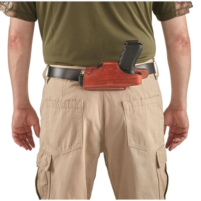 Guide Gear 4-Position 1911 Models Gun Belt Holster Leather Western Right-Handed Handgun Holder, Brown, 4