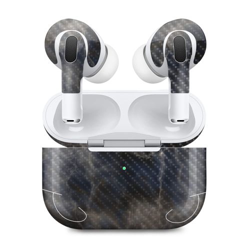 MightySkins Carbon Fiber (2 Pack) Skins Compatible with Apple AirPods Pro 2 - Stormy Marble | Protective, Durable Textured Carbon Fiber Finish | Easy to Apply and Change Styles | Made in The USA
