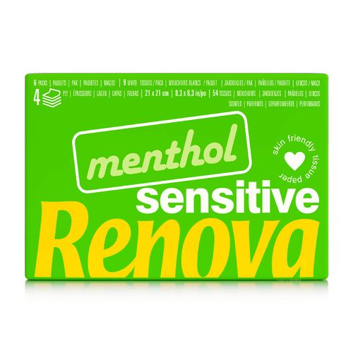 Renova SENSITIVE MENTHOL Pocket Tissues 6 Packs White Regular 1 Piece (Pack of 6)